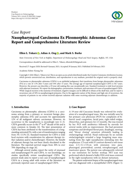 Case Report Nasopharyngeal Carcinoma Ex Pleomorphic Adenoma: Case Report and Comprehensive Literature Review