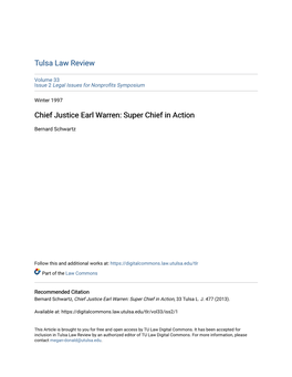 Chief Justice Earl Warren: Super Chief in Action