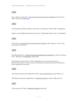 VSBA Bibliography - Writings by Denise Scott Brown