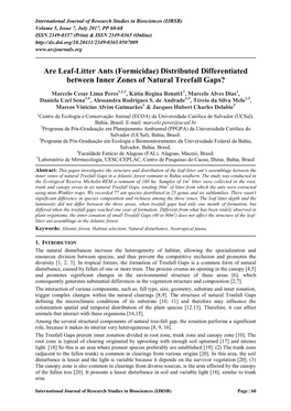 Are Leaf-Litter Ants (Formicidae) Distributed Differentiated Between Inner Zones of Natural Treefall Gaps?