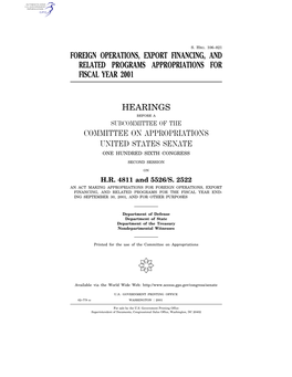 106–821 Foreign Operations, Export Financing, and Related Programs Appropriations for Fiscal Year 2001