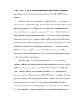 MILLA, SUSANA RITA. Relationships and Utilization of Arachis Germplasm in Peanut Improvement