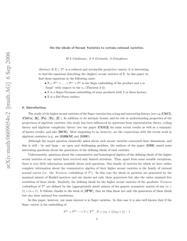 Arxiv:Math/0609054V2 [Math.AG] 6 Sep 2006