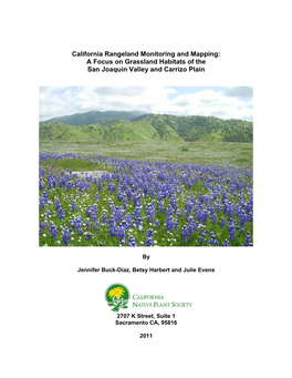 A Focus on Grassland Habitats of the San Joaquin Valley and Carrizo Plain