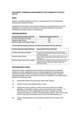 St Helens Pupil Admission Arrangements