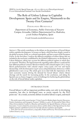 The Role of Unfree Labour in Capitalist Development: Spain and Its Empire, Nineteenth to the Twenty-First Centuries*