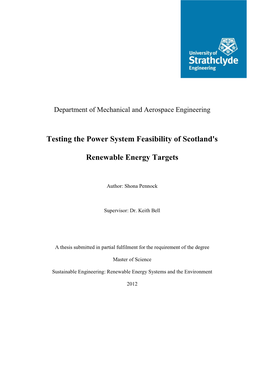 Testing the Power System Feasibility of Scotland's Renewable Energy