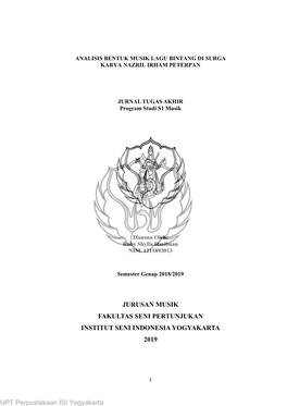 Jurusan Musik Fakultas Seni Pertunjukan Institut Seni Indonesia Yogyakarta 2019