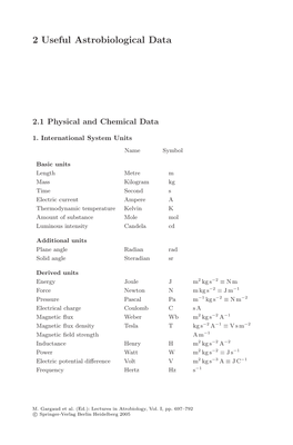 2 Useful Astrobiological Data