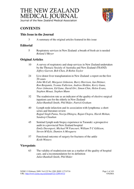 THE NEW ZEALAND MEDICAL JOURNAL Journal of the New Zealand Medical Association