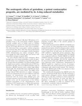 The Oestrogenic Effects of Gestodene, a Potent Contraceptive Progestin, Are Mediated by Its A-Ring Reduced Metabolites