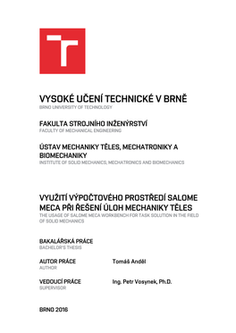 Vysoké Učení Technické V Brně Brno University of Technology