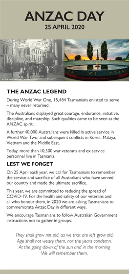 ANZAC Day Leaflet