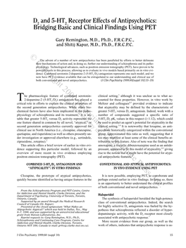 Receptor Effects of Antipsychotics