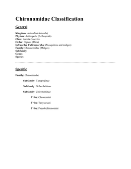 Chironomidae Classification