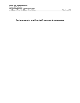Environmental and Socio-Economic Assessment