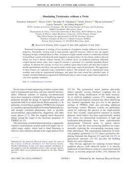 Simulating Twistronics Without a Twist