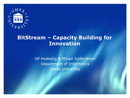 Bitstream – Capacity Building for Innovation