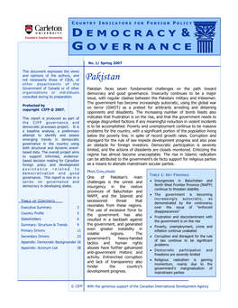 CIFP Pakistan Governance Processes