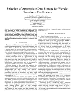 Selection of Appropriate Data Storage for Wavelet Transform Coefficients