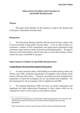 Improvement of Facilities and Living Space in Aged Public Housing Estates