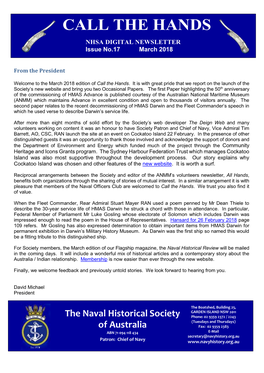 CALL the HANDS NHSA DIGITAL NEWSLETTER Issue No.17 March 2018