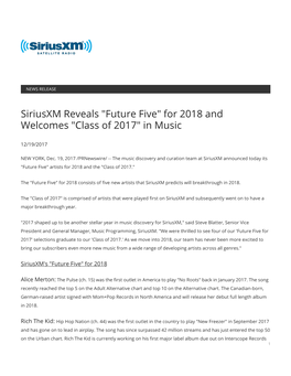 Siriusxm Reveals 