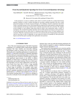 Focus Beyond Quadratic Speedups for Error-Corrected Quantum Advantage