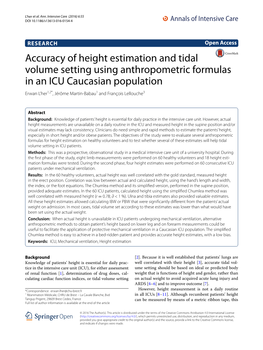 Accuracy of Height Estimation and Tidal Volume Setting Using