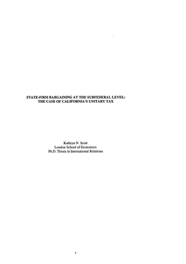 State-Firm Bargaining at the Subfederal Level: the Case of California’S Unitary Tax