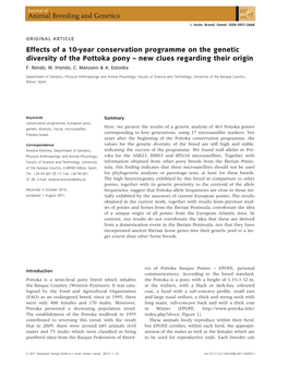 Effects of a 10Year Conservation Programme on the Genetic Diversity