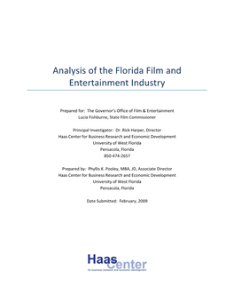 Analysis of the Florida Film and Entertainment Industry