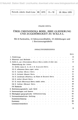 Über Chionodoxa Boiss., Ihre Gliederung Und Zugehörigkeit Zu Scilla L