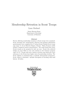 Membership Retention in Scout Troops Liam Morland