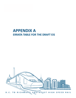 Appendix a Errata Table for the Draft Eis