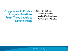 Oxygenates in Fuels – James D