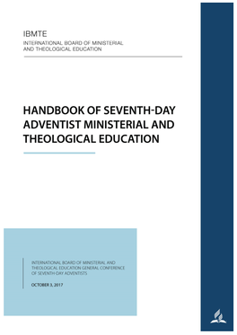 IBMTE Handbook of Ministerial & Theological Education 2017