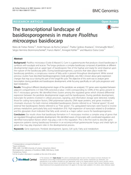 The Transcriptional Landscape of Basidiosporogenesis in Mature Pisolithus Microcarpus Basidiocarp