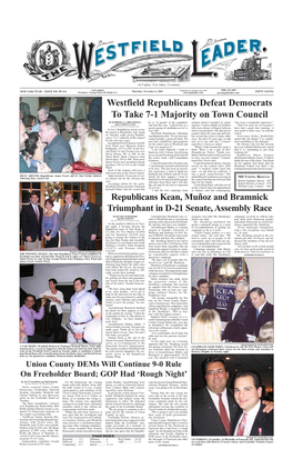 Westfield Republicans Defeat Democrats to Take 7-1 Majority on Town Council by KIMBERLY A
