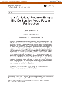 Ireland's National Forum on Europe