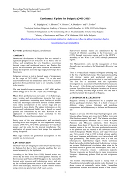 Geothermal Update for Bulgaria (2000-2005)