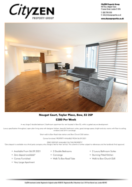 Nougat Court, Taylor Place, Bow, E3 2SP £380 Per Week