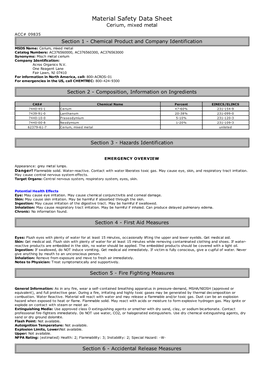 Material Safety Data Sheet