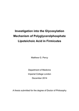 Investigation Into the Glycosylation Mechanism of Polyglycerolphosphate Lipoteichoic Acid in Firmicutes