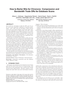 Compression and Bandwidth Trade Offs for Database Scans