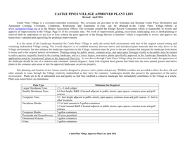 CASTLE PINES VILLAGE APPROVED PLANT LIST Revised: April 2016