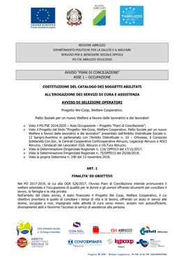 Regione Abruzzo Dipartimento Politiche Per La Salute E Il Welfare Servizio Per Il Benessere Sociale Dpf013 Po Fse Abruzzo 2014/2020