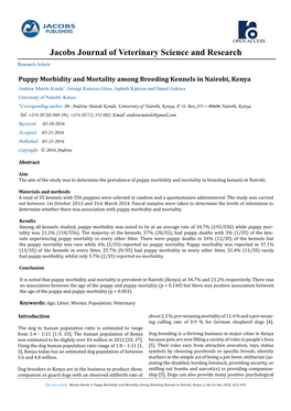 Jacobs Journal of Veterinary Science and Research Research Article