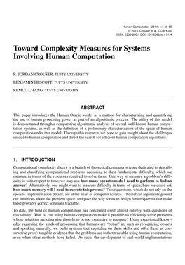Toward Complexity Measures for Systems Involving Human Computation