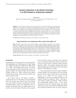 Jurassic Volcanism in the Eastern Pontides: Is It Rift Related Or Subduction Related?